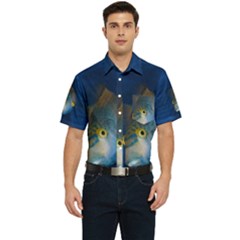 Fish Blue Animal Water Nature Men s Short Sleeve Pocket Shirt  by Hannah976