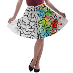 Brain Mind Psychology Idea Drawing A-line Skater Skirt by Ndabl3x