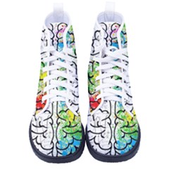 Brain Mind Psychology Idea Drawing Kid s High-top Canvas Sneakers by Ndabl3x