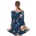 Seamless Pattern With Funny Alien Cat Galaxy Long Sleeve Skater Dress View2