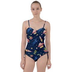 Seamless Pattern With Funny Alien Cat Galaxy Sweetheart Tankini Set by Ndabl3x