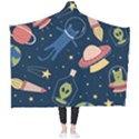 Seamless Pattern With Funny Alien Cat Galaxy Wearable Blanket View2