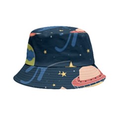 Seamless Pattern With Funny Alien Cat Galaxy Bucket Hat by Ndabl3x