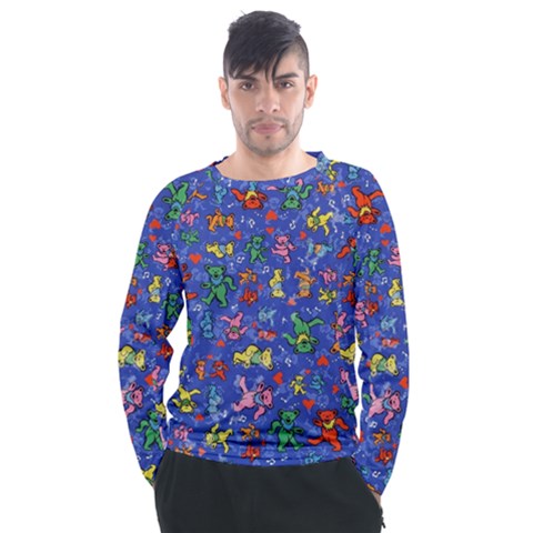 Grateful Dead Bears Pattern Men s Long Sleeve Raglan T-shirt by Cendanart