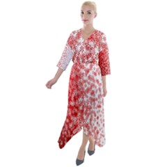 Christmas New Year Snowflake Deer Quarter Sleeve Wrap Front Maxi Dress by Ndabl3x