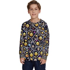 Mental Emojis Emoticons Icons Kids  Crewneck Sweatshirt by Paksenen