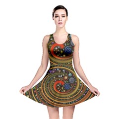 Swirl Vortex Emoji Cyclone Motion Art Reversible Skater Dress by Paksenen