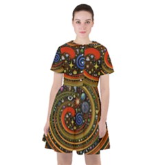 Swirl Vortex Emoji Cyclone Motion Art Sailor Dress by Paksenen