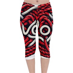 Love Rope Cartoon Velvet Capri Leggings  by Bedest