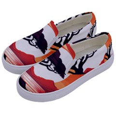 Tree Lake Bird Kids  Canvas Slip Ons by Bedest