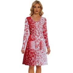 Christmas New Year Snowflake Deer Long Sleeve Dress With Pocket by Ndabl3x