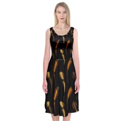 Abstract Art Pattern Warm Colors Midi Sleeveless Dress by Ndabl3x