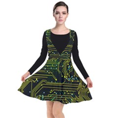 Circuits Circuit Board Yelow Plunge Pinafore Dress by Ndabl3x