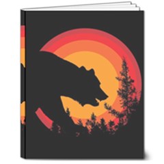 Forest Bear Silhouette Sunset 8  X 10  Softcover Notebook by Cendanart