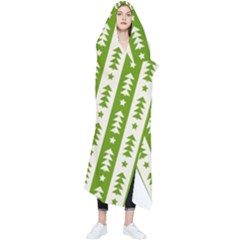 Christmas Green Tree Background Wearable Blanket by Cendanart