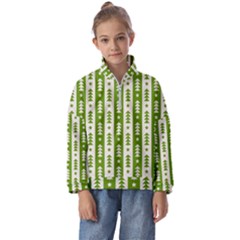 Christmas Green Tree Background Kids  Half Zip Hoodie by Cendanart