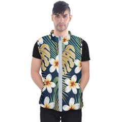 Seamless Pattern With Tropical Strelitzia Flowers Leaves Exotic Background Men s Puffer Vest by Ket1n9