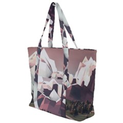 White And Brown Mountain Illustration Digital Art Zip Up Canvas Bag by Cendanart