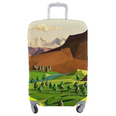 River Between Green Forest With Brown Mountain Luggage Cover (medium) by Cendanart