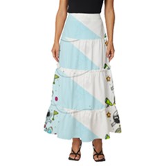 Astronaut Spaceship Tiered Ruffle Maxi Skirt by Bedest