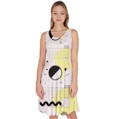 Graphic Design Geometric Background Knee Length Skater Dress With Pockets by Bedest