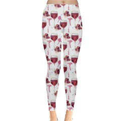 Watercolor Wine Purple Pattern With Wine Glasses Leggings by CoolDesigns