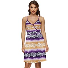 Tie Dye Orange Purple Hibiscus V-neck Pocket Summer Dress  by CoolDesigns