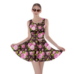 Cupid Violet Angel Roses Floral Black Skater Dress by CoolDesigns