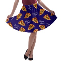 Navy Pizza A-line Skater Skirt by CoolDesigns