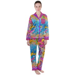 Rainbow Love Roller Blade Print Satin Long Sleeve Pyjamas Set by CoolDesigns