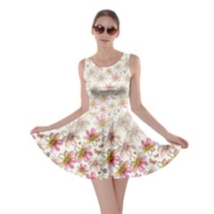 Fade Floral Flower White Skater Dress by CoolDesigns