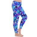 Cannabis Blue Purple Marijuana Leaves Fleece Lined Winter Leggings View3