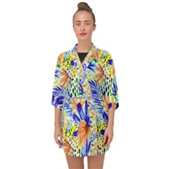 Hawaii Floral Colorful Summer Half Sleeve Chiffon Kimono by CoolDesigns