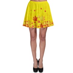 Yellow Vintage Fall Autumn Leaves Skater Skirt by CoolDesigns