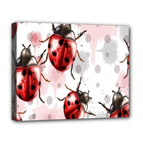 Ladybugs Pattern Texture Watercolor Deluxe Canvas 20  X 16  (stretched) by Bedest