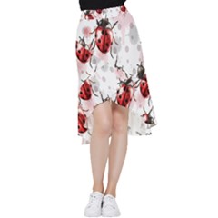 Ladybugs Pattern Texture Watercolor Frill Hi Low Chiffon Skirt by Bedest