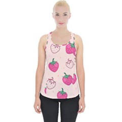 Seamless Strawberry Fruit Pattern Background Piece Up Tank Top by Bedest