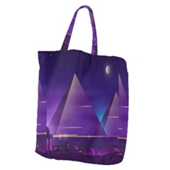 Egyptian Pyramids Night Landscape Cartoon Giant Grocery Tote by Bedest