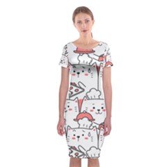 Cute Cat Chef Cooking Seamless Pattern Cartoon Classic Short Sleeve Midi Dress by Bedest