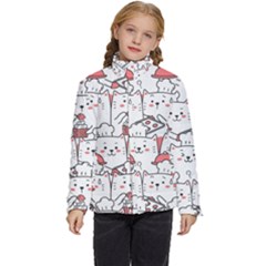 Cute Cat Chef Cooking Seamless Pattern Cartoon Kids  Puffer Bubble Jacket Coat by Bedest