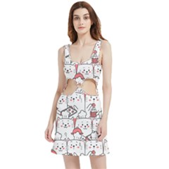 Cute Cat Chef Cooking Seamless Pattern Cartoon Velour Cutout Dress by Bedest