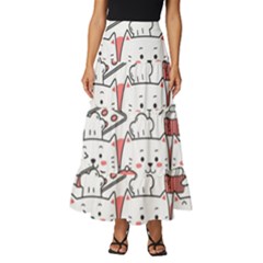 Cute Cat Chef Cooking Seamless Pattern Cartoon Tiered Ruffle Maxi Skirt by Bedest