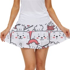 Cute Cat Chef Cooking Seamless Pattern Cartoon Women s Skort by Bedest