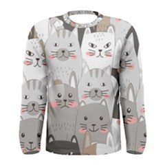 Cute Cats Seamless Pattern Men s Long Sleeve T-shirt by Bedest