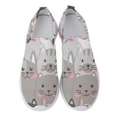 Cute Cats Seamless Pattern Women s Slip On Sneakers by Bedest