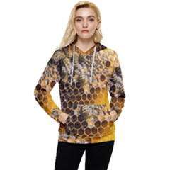 Honeycomb With Bees Women s Lightweight Drawstring Hoodie by Bedest