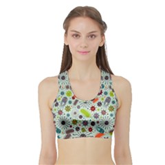 Seamless Pattern With Viruses Sports Bra With Border by Bedest