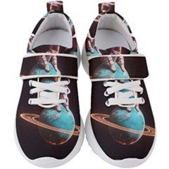 Stuck On Saturn Astronaut Planet Space Kids  Velcro Strap Shoes by Cendanart