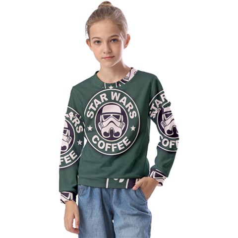 Stormtrooper Coffee Kids  Long Sleeve T-shirt With Frill  by Cendanart