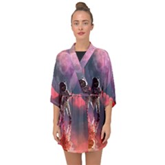 Aesthetic Astronautics Atmosphere Blue Clouds Cosmos Fantasy Galaxy Half Sleeve Chiffon Kimono by Cendanart